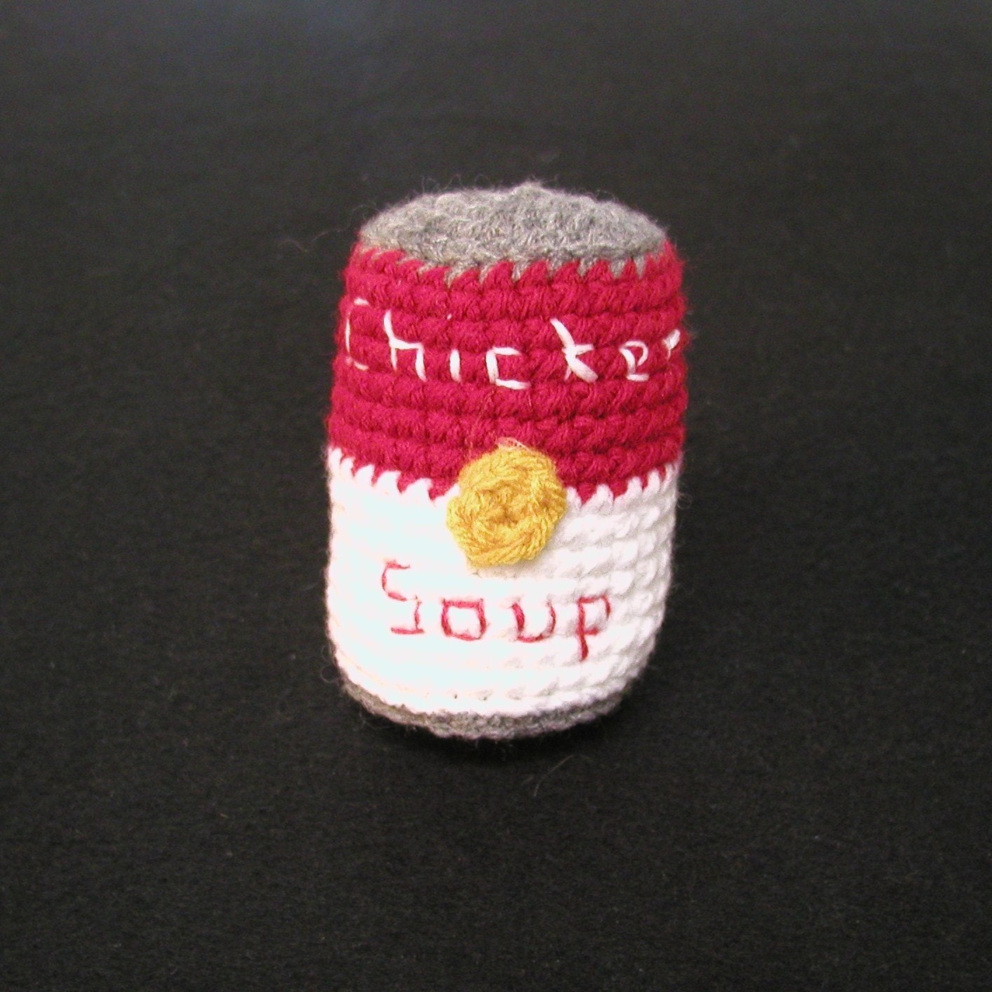 crocheted chicken soup can play food playfood kitchen decoration