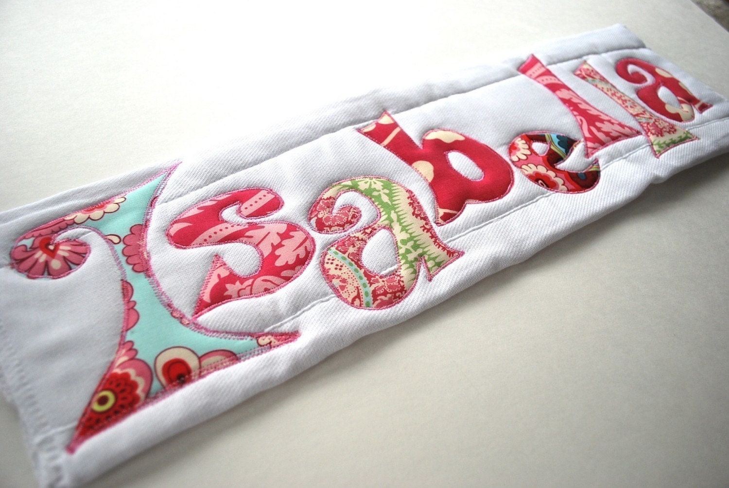 An Eclectic Custom Monogrammed Burp Cloth, Personalized with Your Baby Girl's Name
