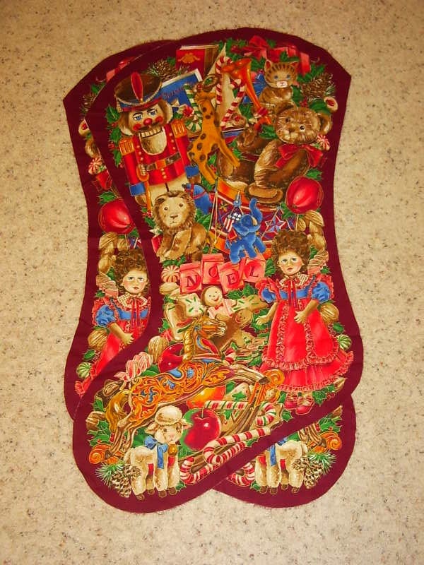 LARGE Cotton CHRISTMAS STOCKING PANEL to sew Noel by fabricdesigns