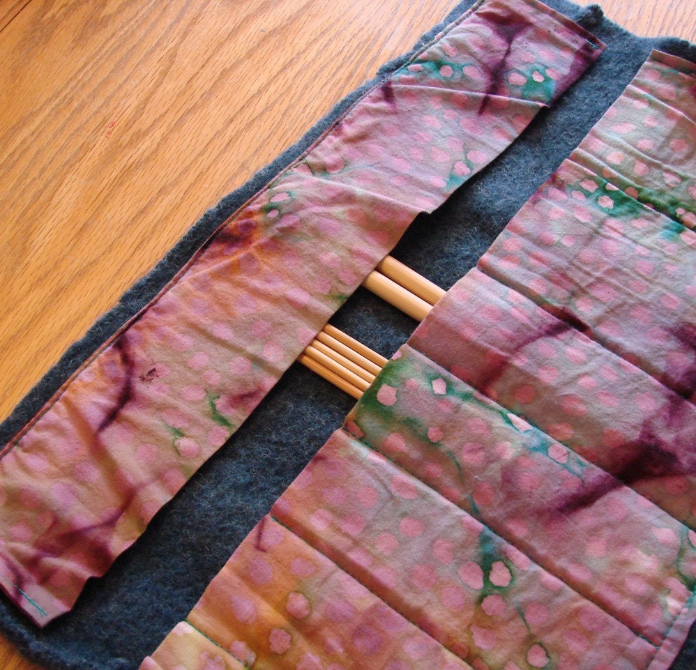 Dark Blue Knitting Needle Case from Recycled Sweater