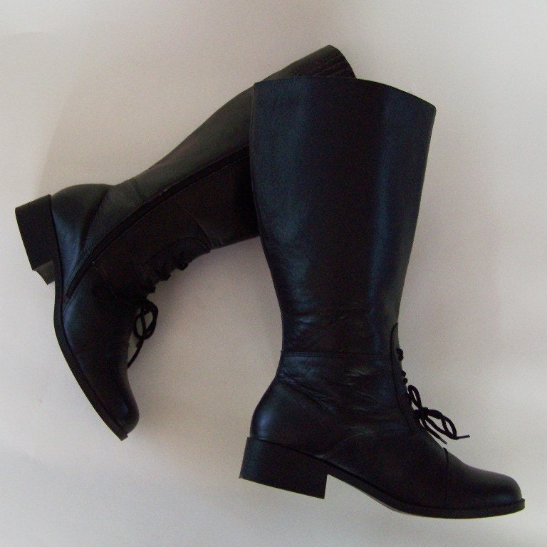 TALL Black Lace Up Boots 10.5