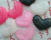 Glitter Lacey heart cabochons 8pcs A