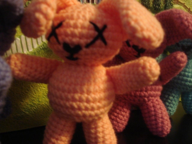 Peach Amigurumi Zombunny (crocheted Zombie Bunny Doll)