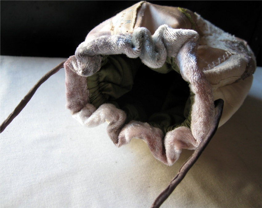 Ivory Tattered Silk Drawstring Reticule