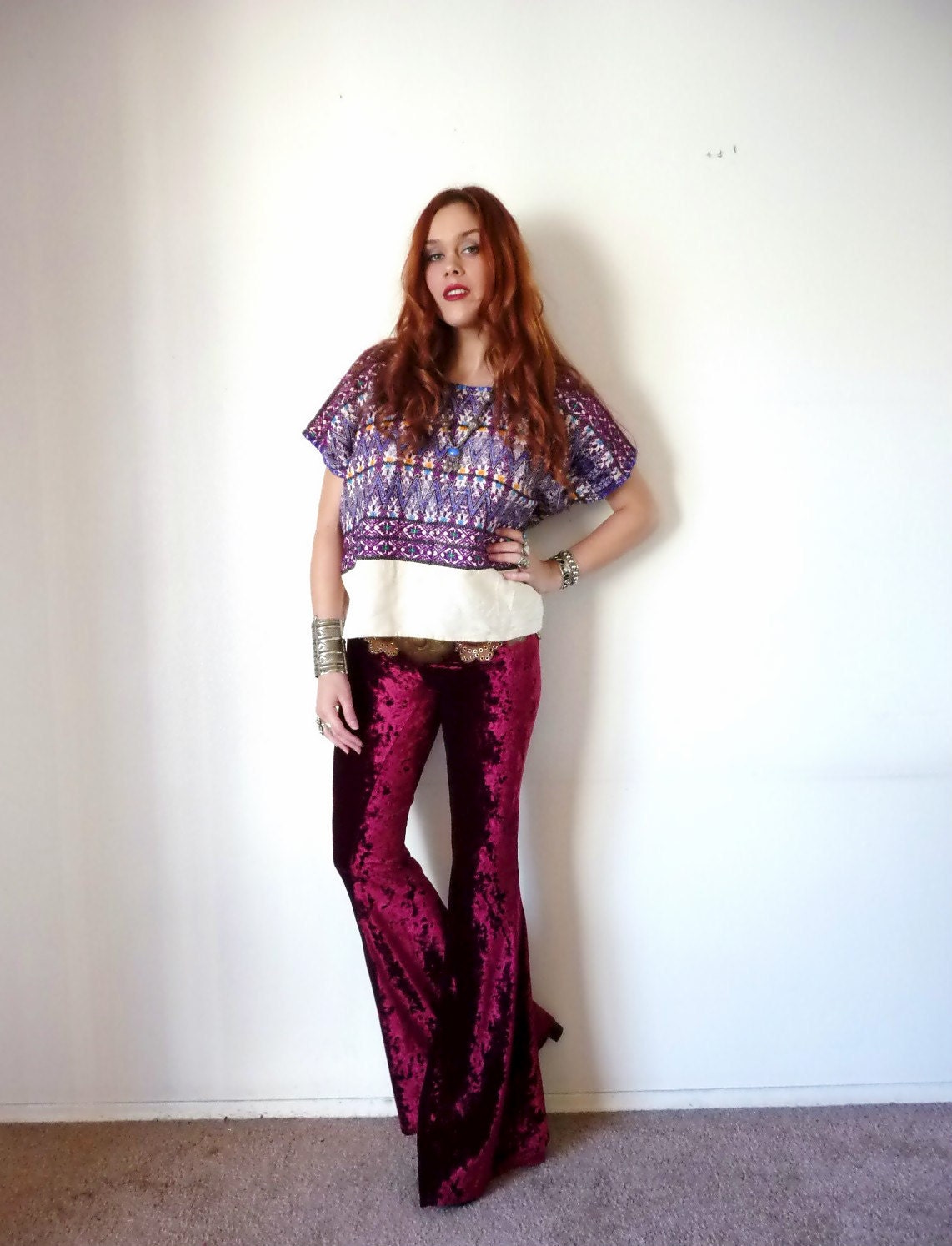 Vintage EMBROIDERED TRIBAL Cotton Blouse S M L
