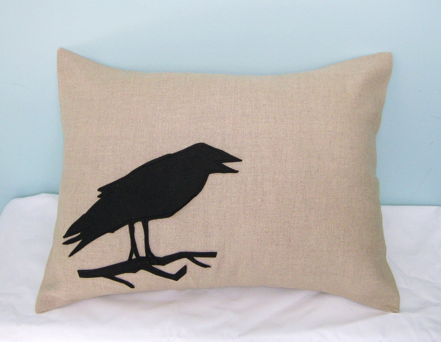 Raven on a Branch Pillow Cover