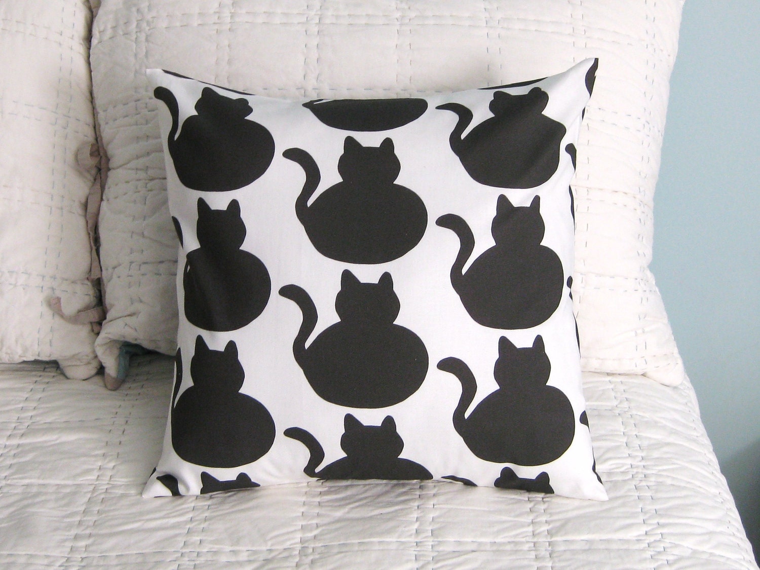 NEW Black Fat Cat Pillow Cover