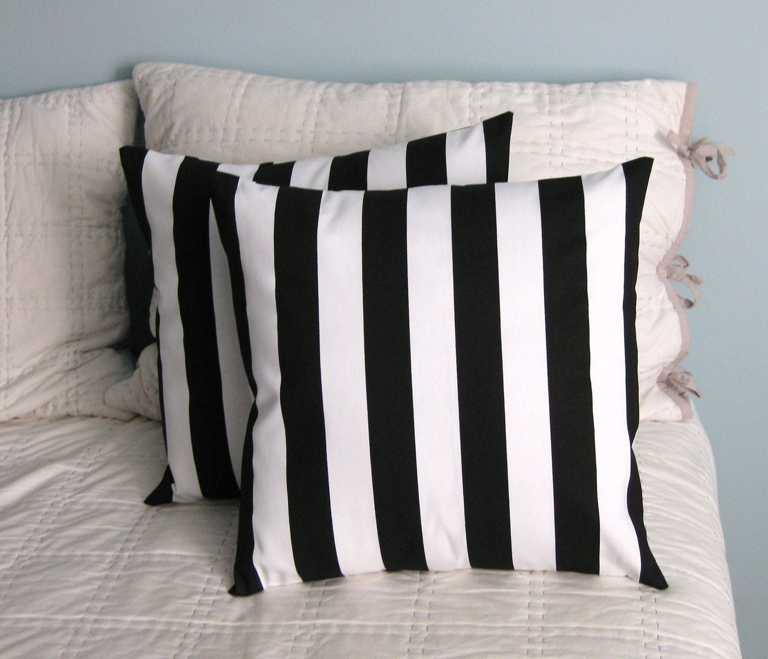 Premier Print Black and White Stripe Pillow Covers 14x14 Set of 2
