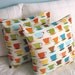 Coffee Tea Cup Print Pillow Covers 16x16 Set of 2