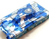 60s Tin Toy Military Tank, ST39 with blue & silver camouflage.