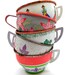Tin Toy cups, Set of 5 vintage metal with litho, 1950s 1960s.
