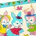 50's Tin Toy Tea Tray with Spring bunnies litho by J Chein.