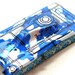 60s Tin Toy Military Tank, ST39 with blue & silver camouflage.