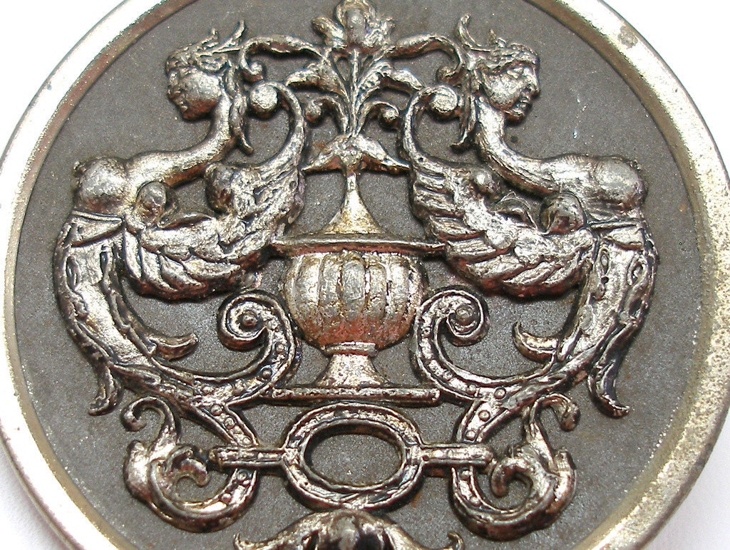 Gargoyles Antique BUTTON, Victorian winged & tailed creatures.