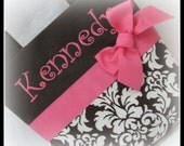 Flower Girl Gift , Monogrammed tote in Damask