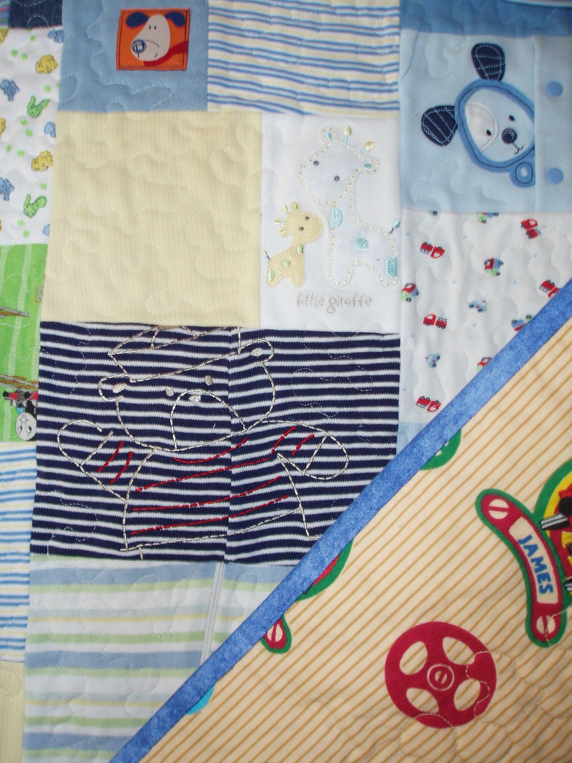 CUSTOM ORDERS -  Patchwork quilt made from baby clothes