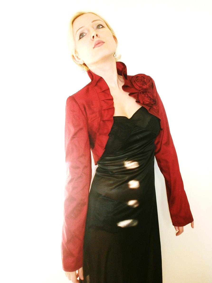 Cherry Deep red Bridal Bolero jacket wedding Shrug Wrap wedding bolero jacket bridal shrug bridal jacket