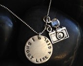 I Shoot Like A Girl: Round Sterling Silver Charm necklace