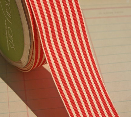 Red Striped Grosgrain Trim - May Arts Embellishment - 30 Yards - ENTIRE SPOOL