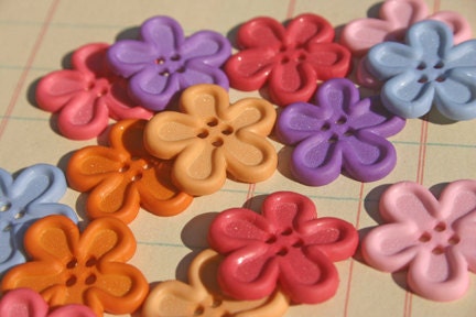 Flower Buttons - Summer Sewing Embellishments - Double Pack