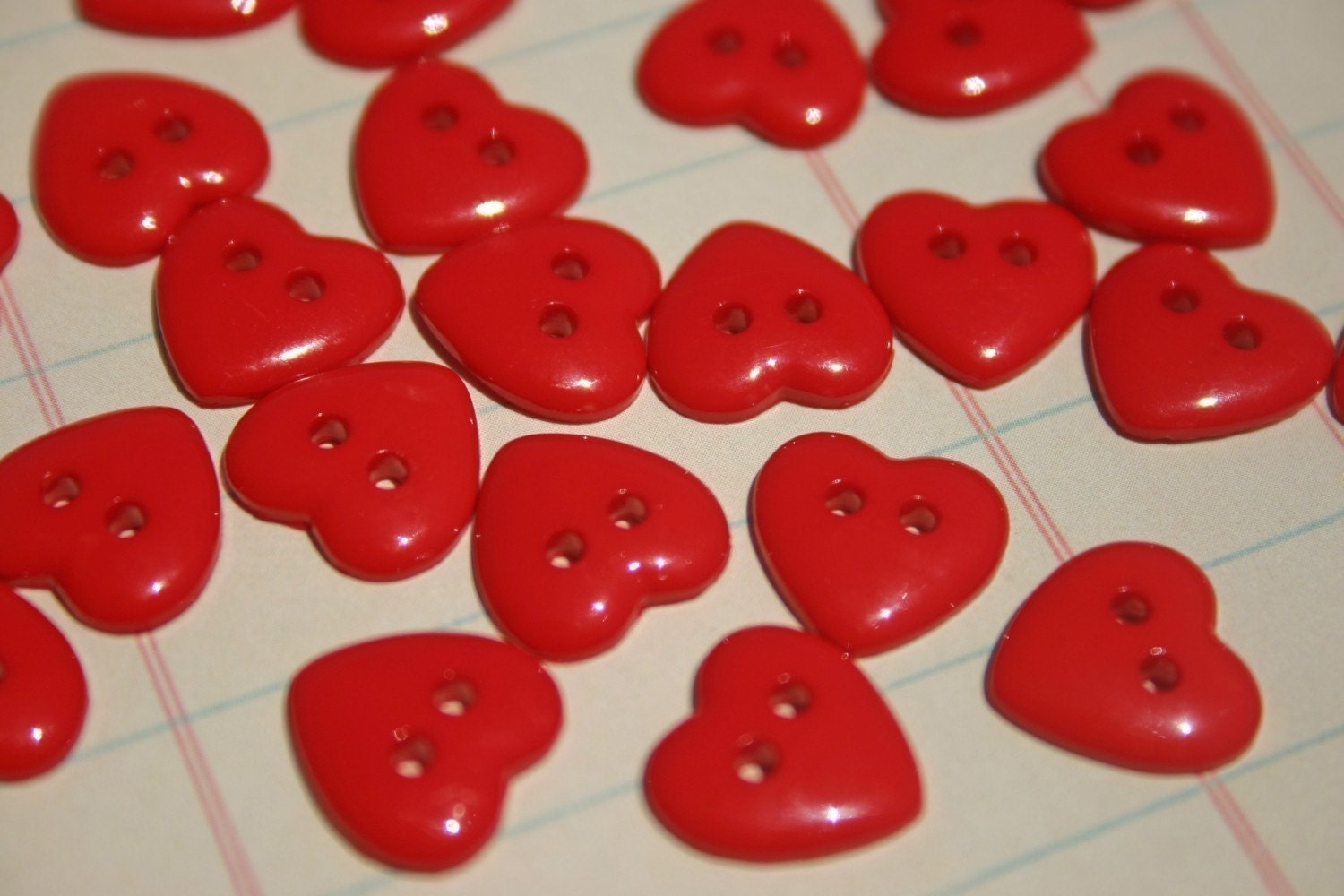 Red Heart Buttons 24 Small Heart Buttons by LittleRedCottage
