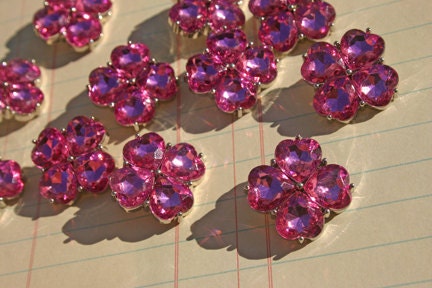 Pink Rhinestone Buttons - Sewing Headband Embellishments - 12 Buttons - 22mm - SALE