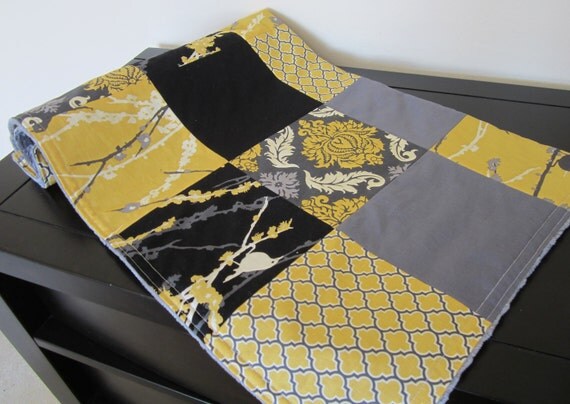 Clearance Aviary Damask Patchwork Quilt backed with minky