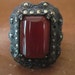 Vintage Sterling Silver Art Deco Marcasite Carnelian Ring Size 6.5