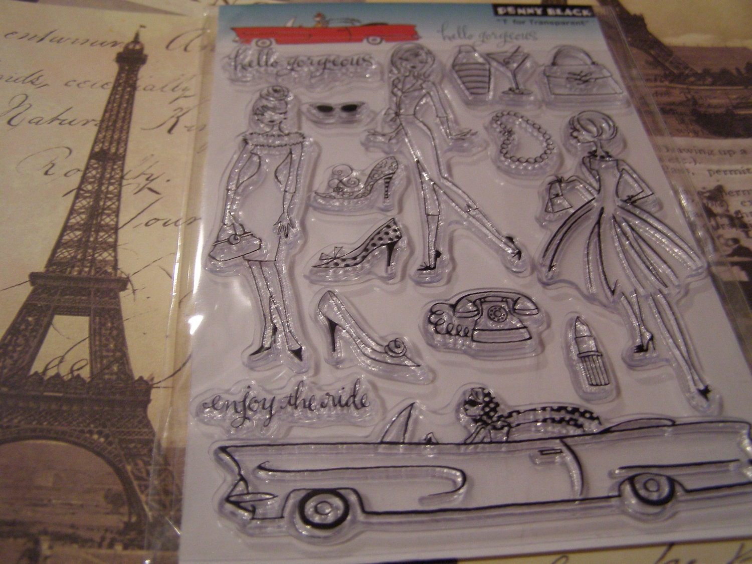 Hello Gorgeous Penny Black set of Clear Unmounted Stamps - 15 pieces