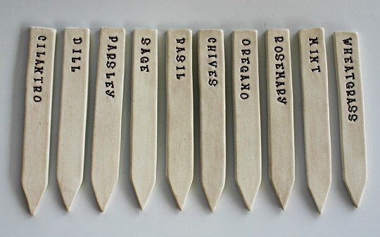 Herb or Vegetable Garden Markers - Pottery Plant Stakes - Custom Made to Order