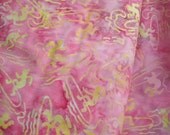 Summer Vacation Pink and yellow Batik Fabric by Benartex