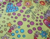 Princess Story on Lime Flannel Fabric-- ONE YARD