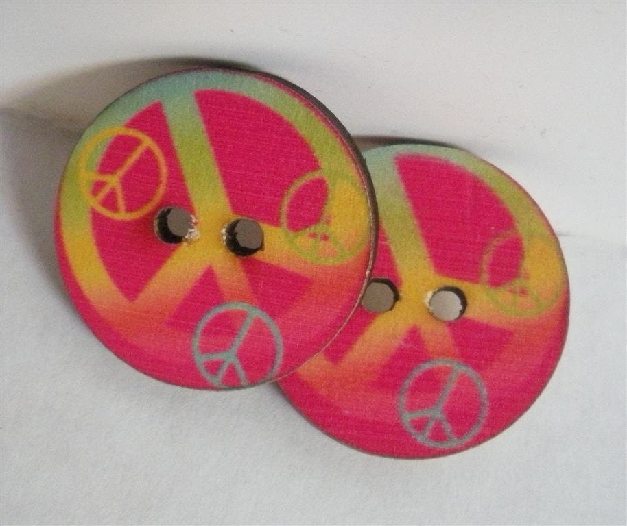 Wooden Peace Symbol Buttons