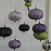 Hanging mobile purple green black witches hats