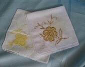 Vintage Flower Appliqued Handkerchiefs