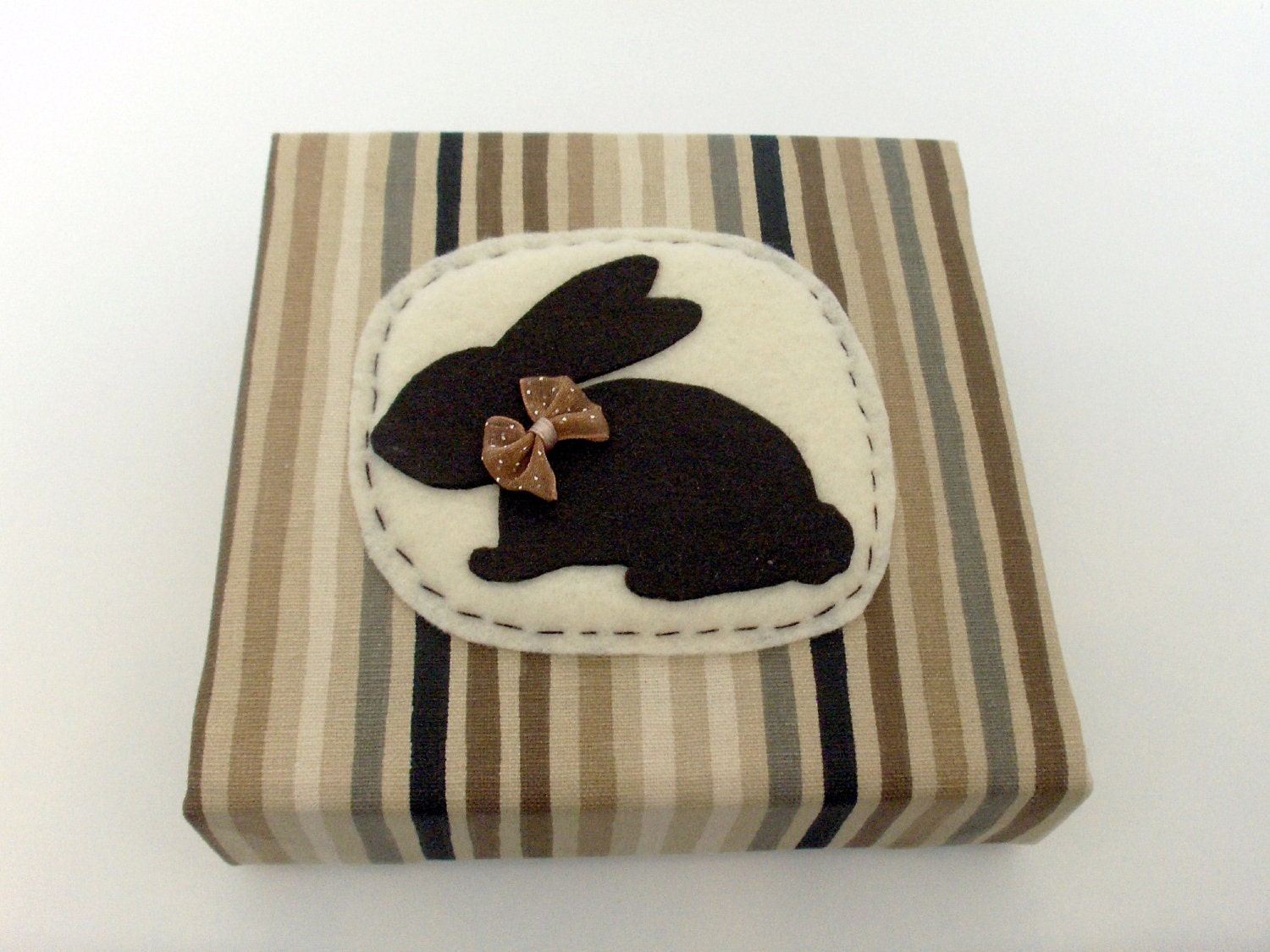 Bunny Rabbit Silhouette Wall or Shelf Art with Stripes