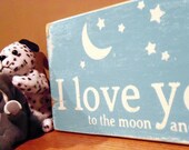 Typography Wood Sign- I Love You to the Moon and Back Wall Decor
