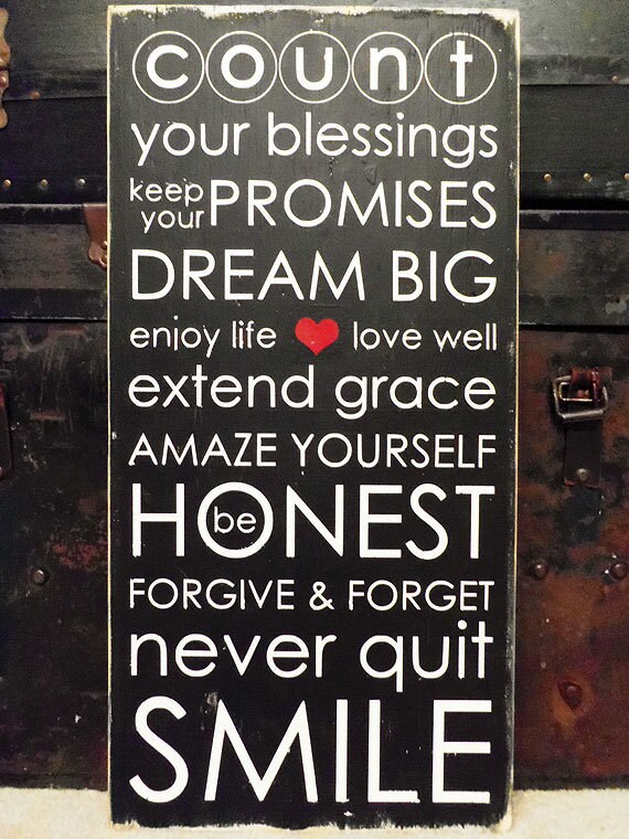 Typography Wood Sign- Family Rules Sign No. 2 Wall Decor