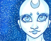 Moon Face Portrait ACEO Original