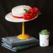 Vintage Straw Hat with Bright Red Flowers