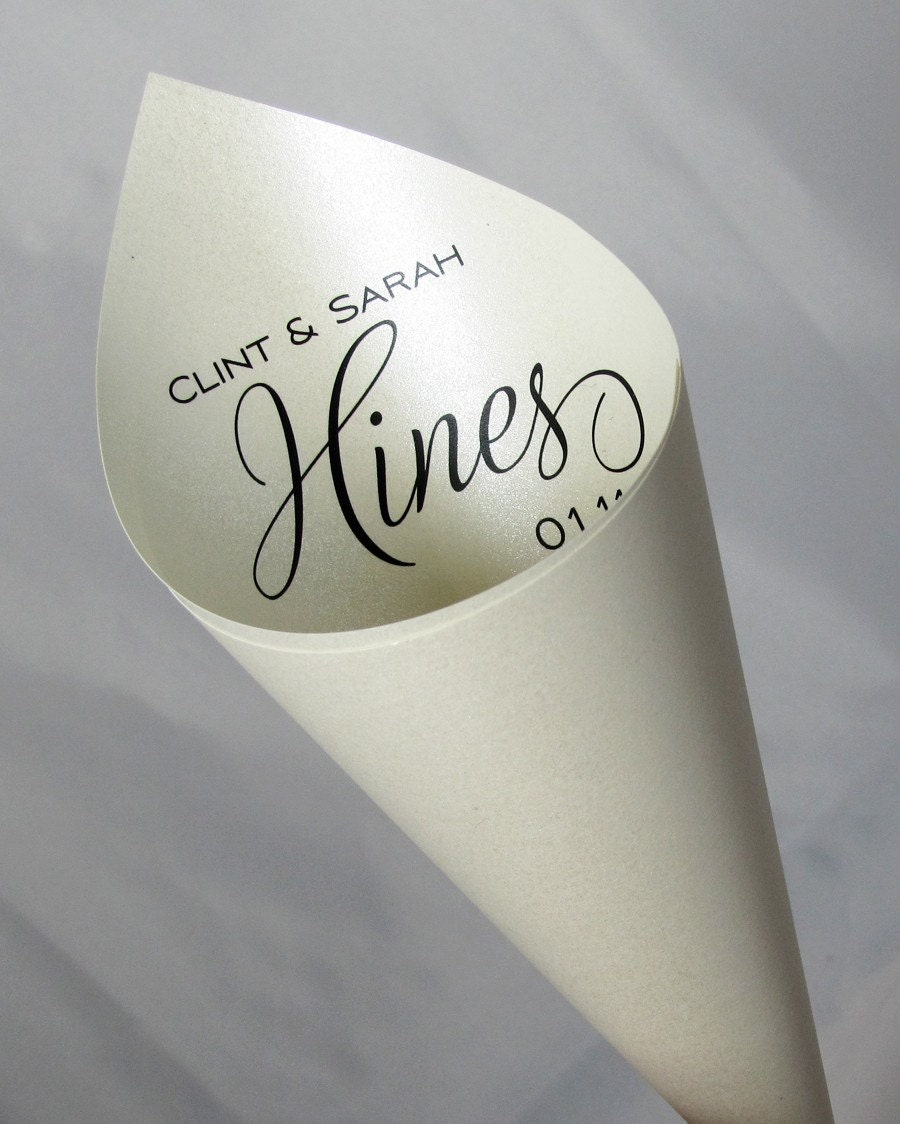 Custom Monogrammed Petal Cones Set of 100