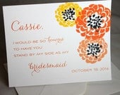 5 Personalized Will You Be My Bridesmaid Cards Set of Five Completely Customizable