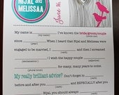Wedding Mad Libs PDF FILE Print Yourself Love Tree Colors are Customizable Digital File