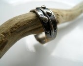 ON SALE - Morning Dew Feather Relic Ring - Sterling Silver and Brass - Size 7.5 -  OOAK