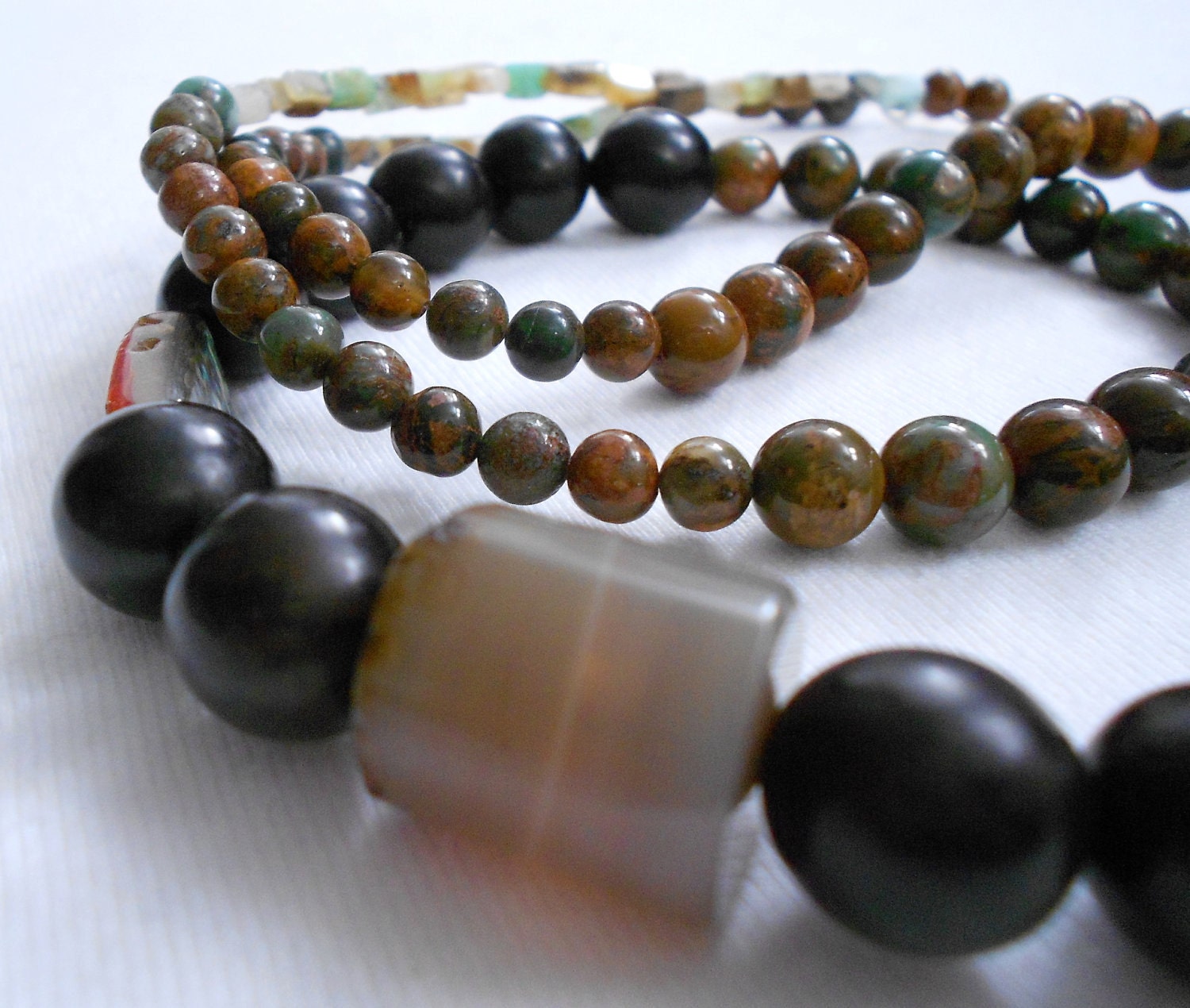 in the tropics  -  buri root, abalone, green opal, and agate