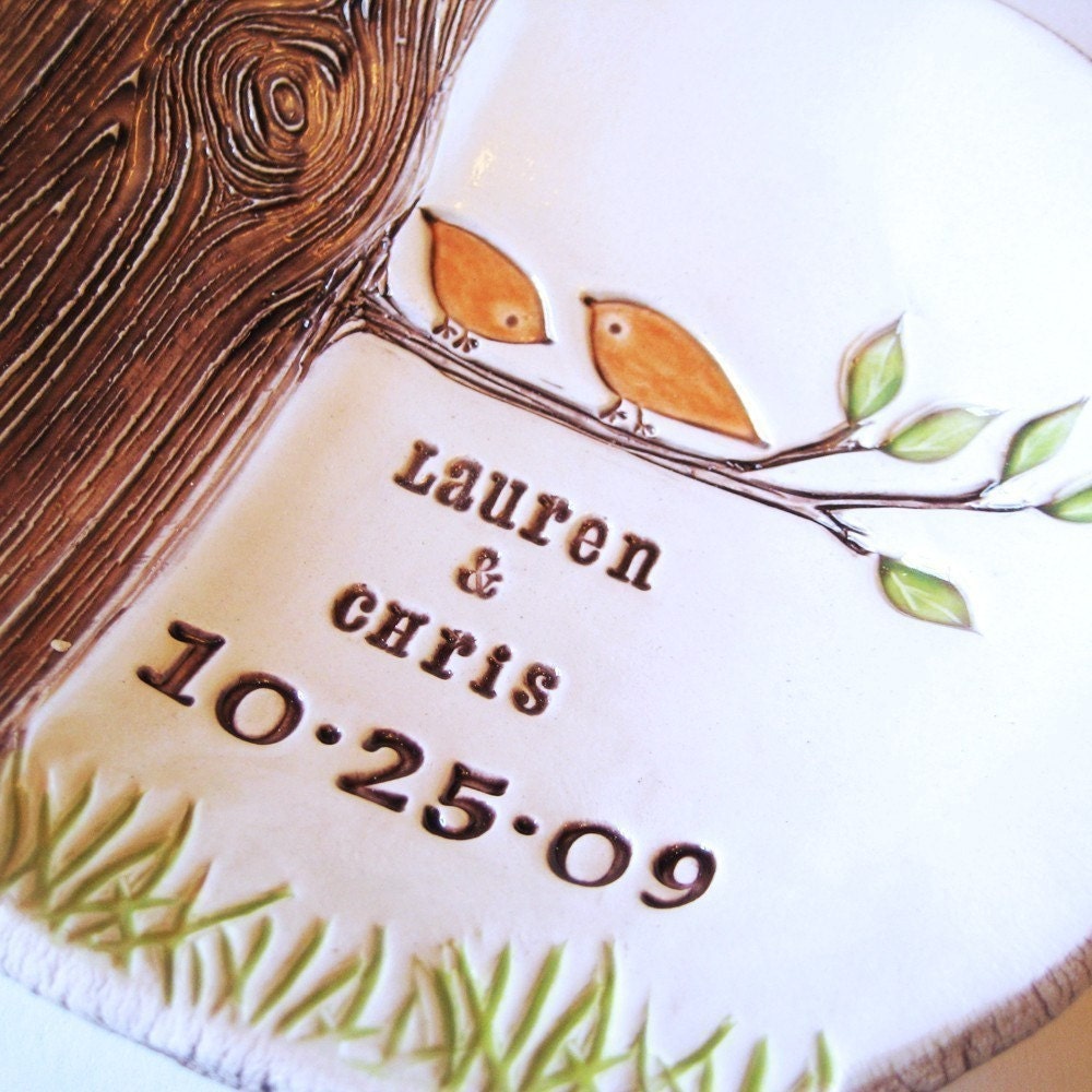 Love Birds in Tree Wedding Ring Dish