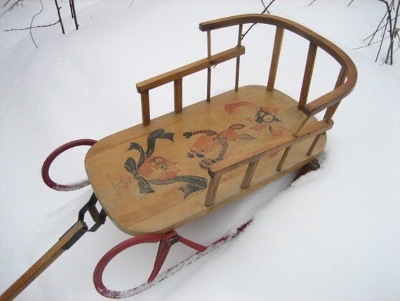 Vintage children’s snow sled by VintageVertigo on Etsy