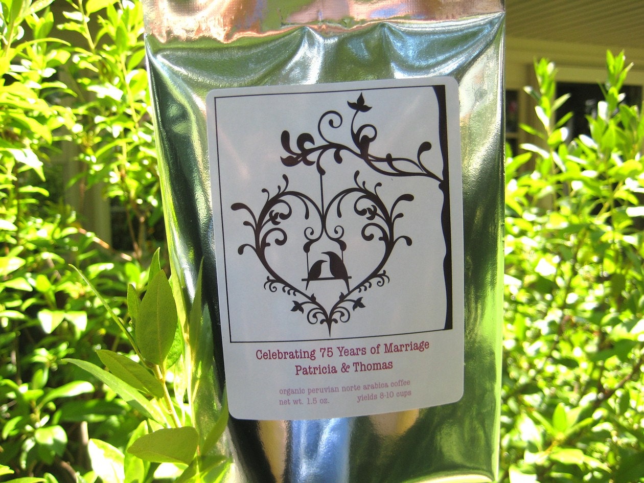 Lovebirds Personalized Coffee Favor for Wedding, Anniversary, Engagement