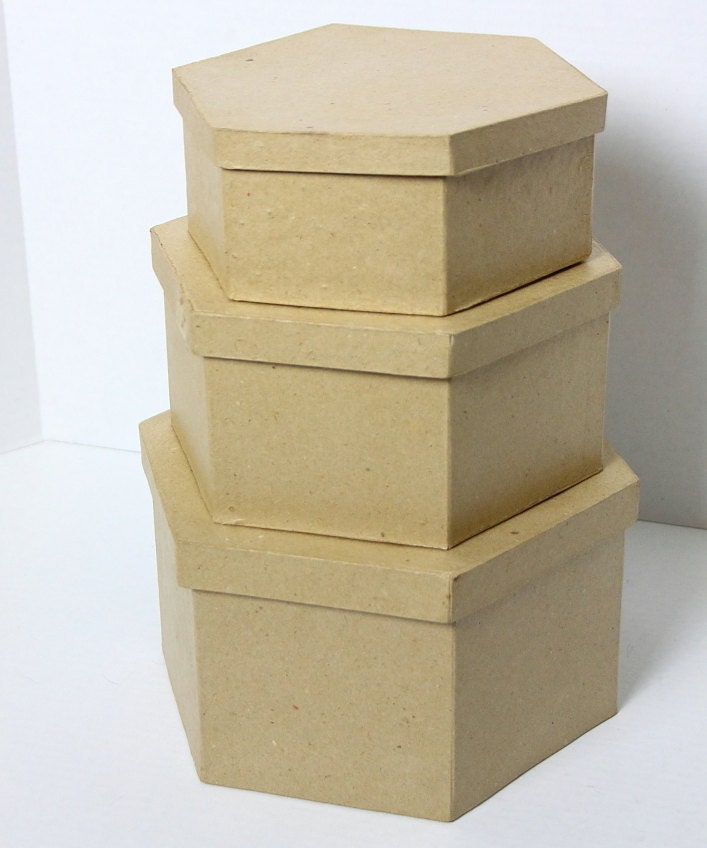 DC&C Set 3 Nesting Octagonal Paper Mache Boxes 8 1/2 by BunkyBags