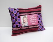 Pop Art Humor Chenille Pillow - I'll have a Cafe Mocha Vodka Valium Latte to Go, Please - Black Pink Vintage Chenille Handmade Retro Pillow
